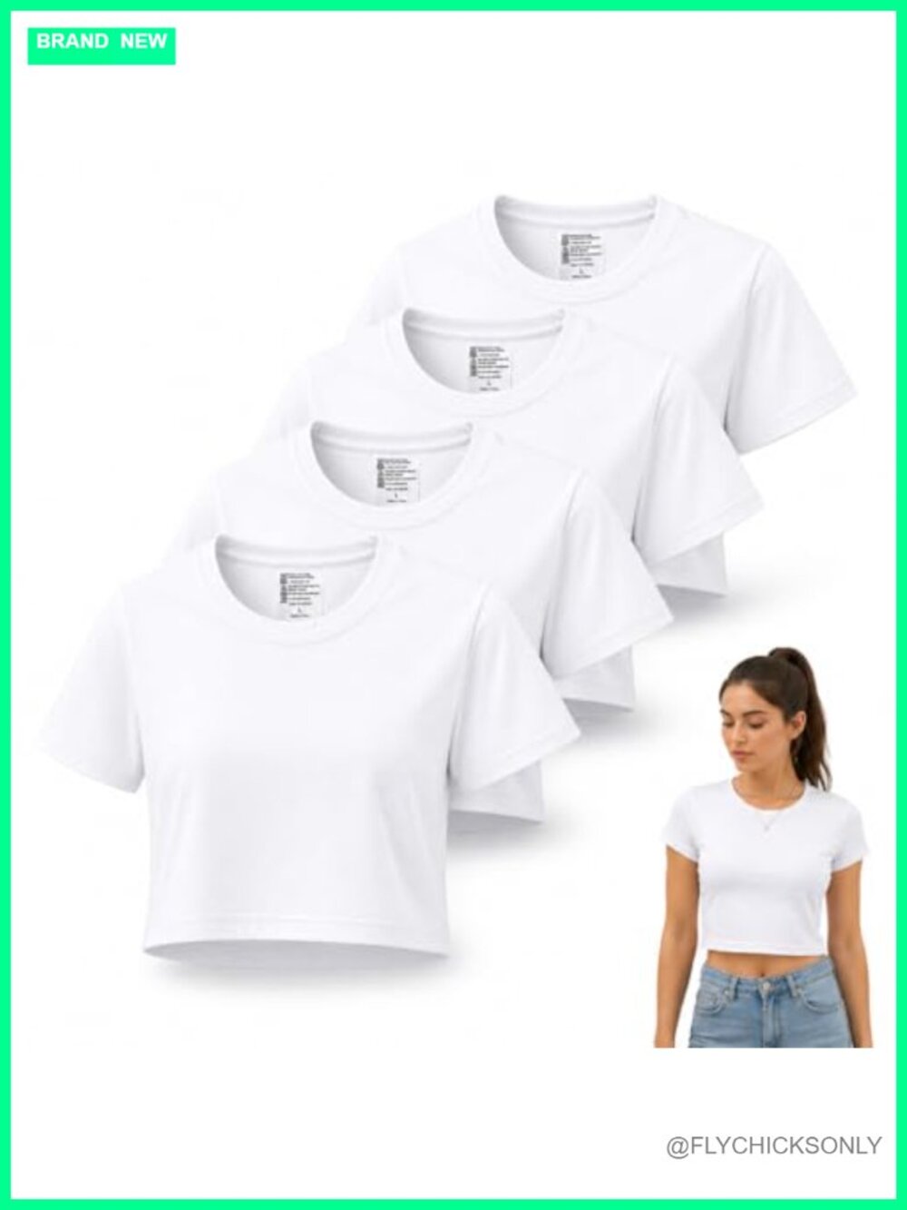 4 Pack Women's Polyester Blank Sublimation Crop T-Shirts, Short Sleeve Crew